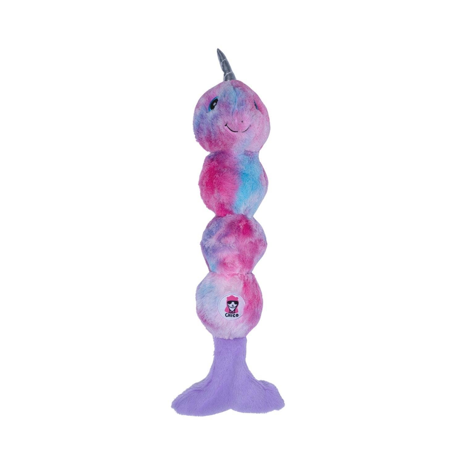 Tie Dye Narwal Skinny Squeaking Plush Dog Toy-0