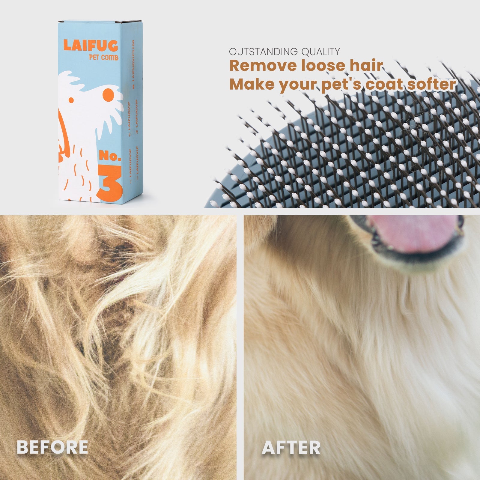 Laifug Dog Grooming Needle Comb, Grooming Hair Removal Brush-6