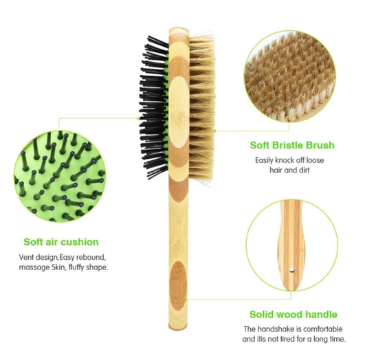 Dual Sided Dog Bamboo Grooming Brush-2