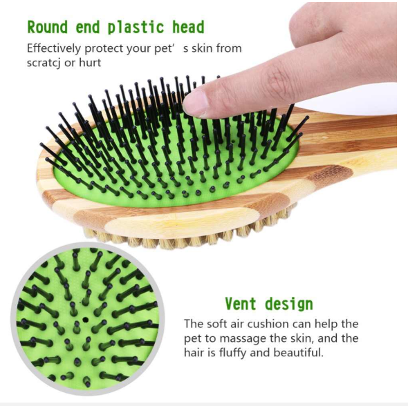 Dual Sided Dog Bamboo Grooming Brush-3