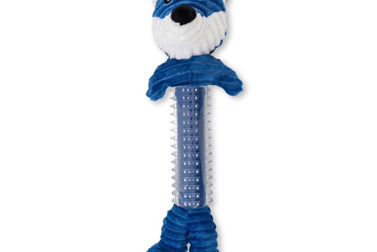 Blue Fox Corduroy Plush Squeaking Chew Toy for Dogs-1