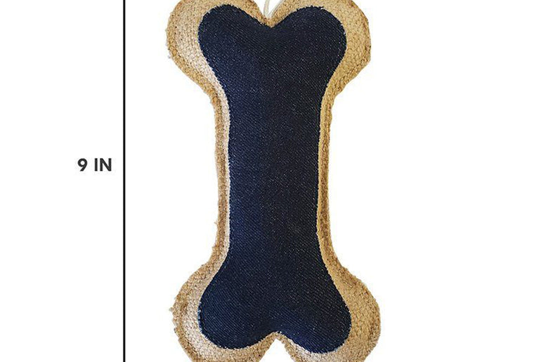 Sustainable Jean Leather-Jute Bone Pillow Dog Chew Toy-2