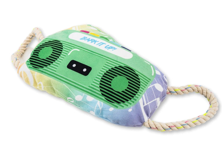 Retro Boombox Plush Dog Toy with Crinkle and Squeak Features-4