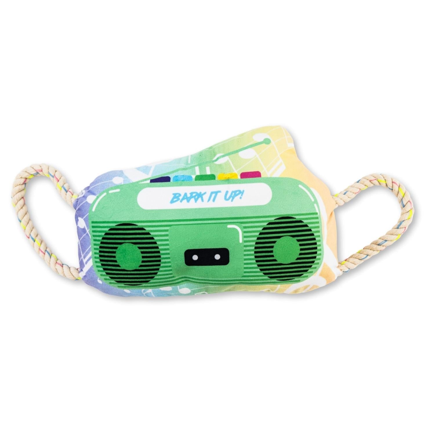 Retro Boombox Plush Dog Toy with Crinkle and Squeak Features-1