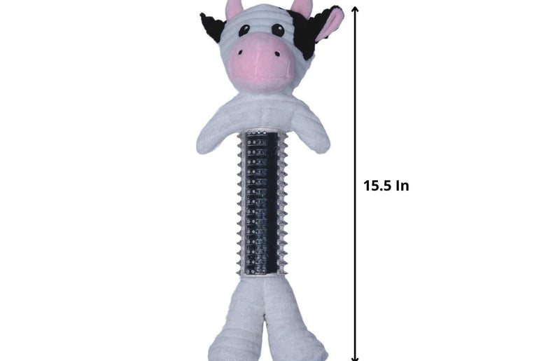 Black and White Cow Corduroy Plush Squeaking Dog Chew Toy-5