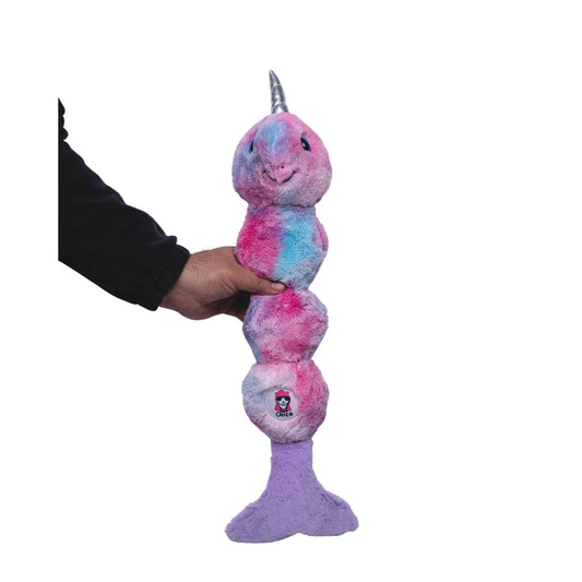 Tie Dye Narwal Skinny Squeaking Plush Dog Toy-1