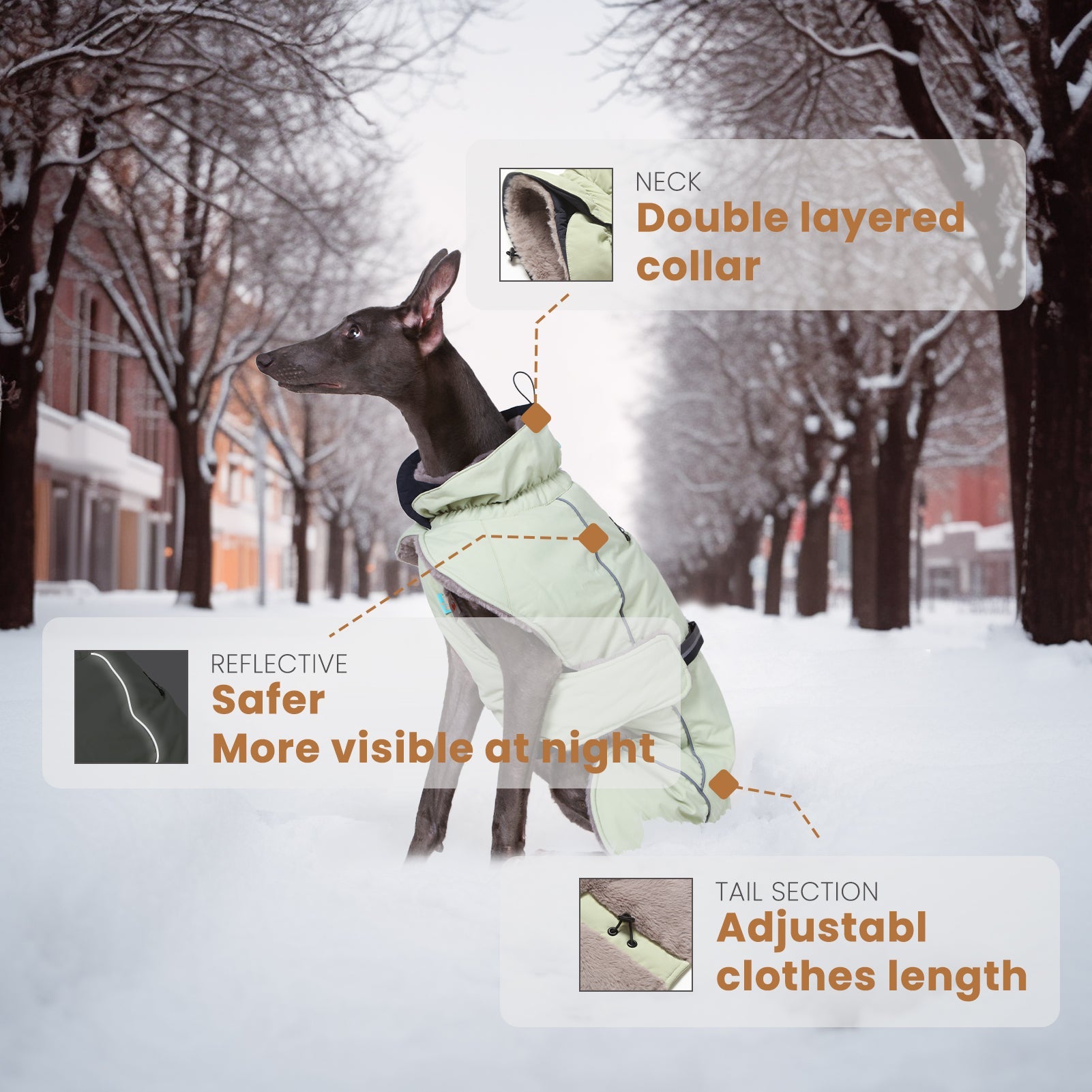 Laifug Green Stand Collar Cloak Dog Winter Coat-7