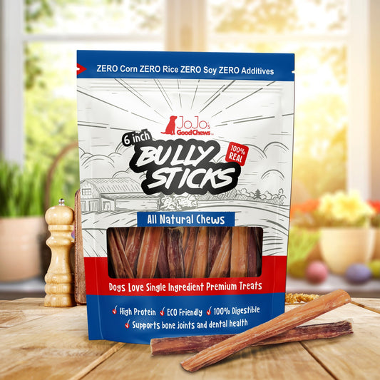 All-Natural Beef Bully Stick Dog Treats - 6" Standard (10-Pack)-1