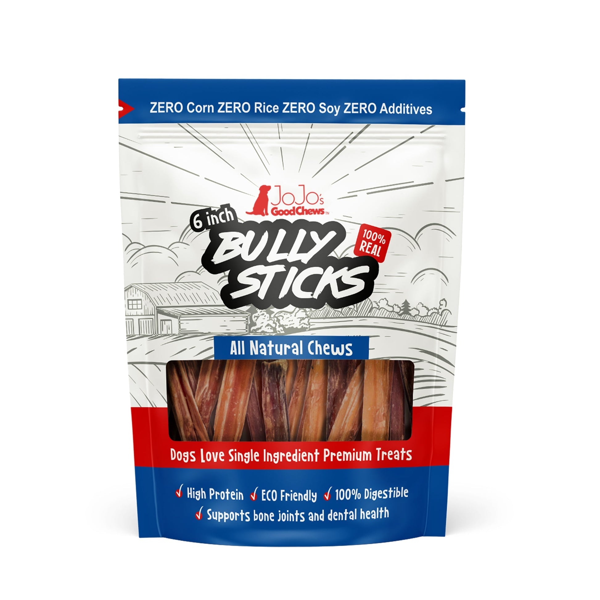 All-Natural Beef Bully Stick Dog Treats - 6" Standard (10-Pack)-0