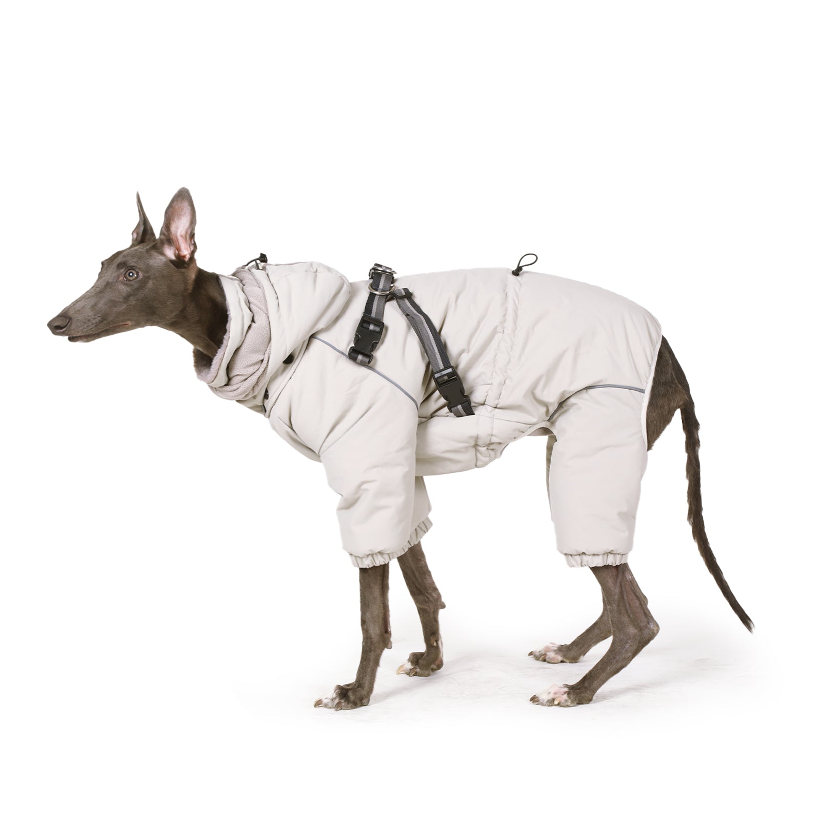 Laifug Grey hooded four Legged Onesies Dog Winter Coat-2