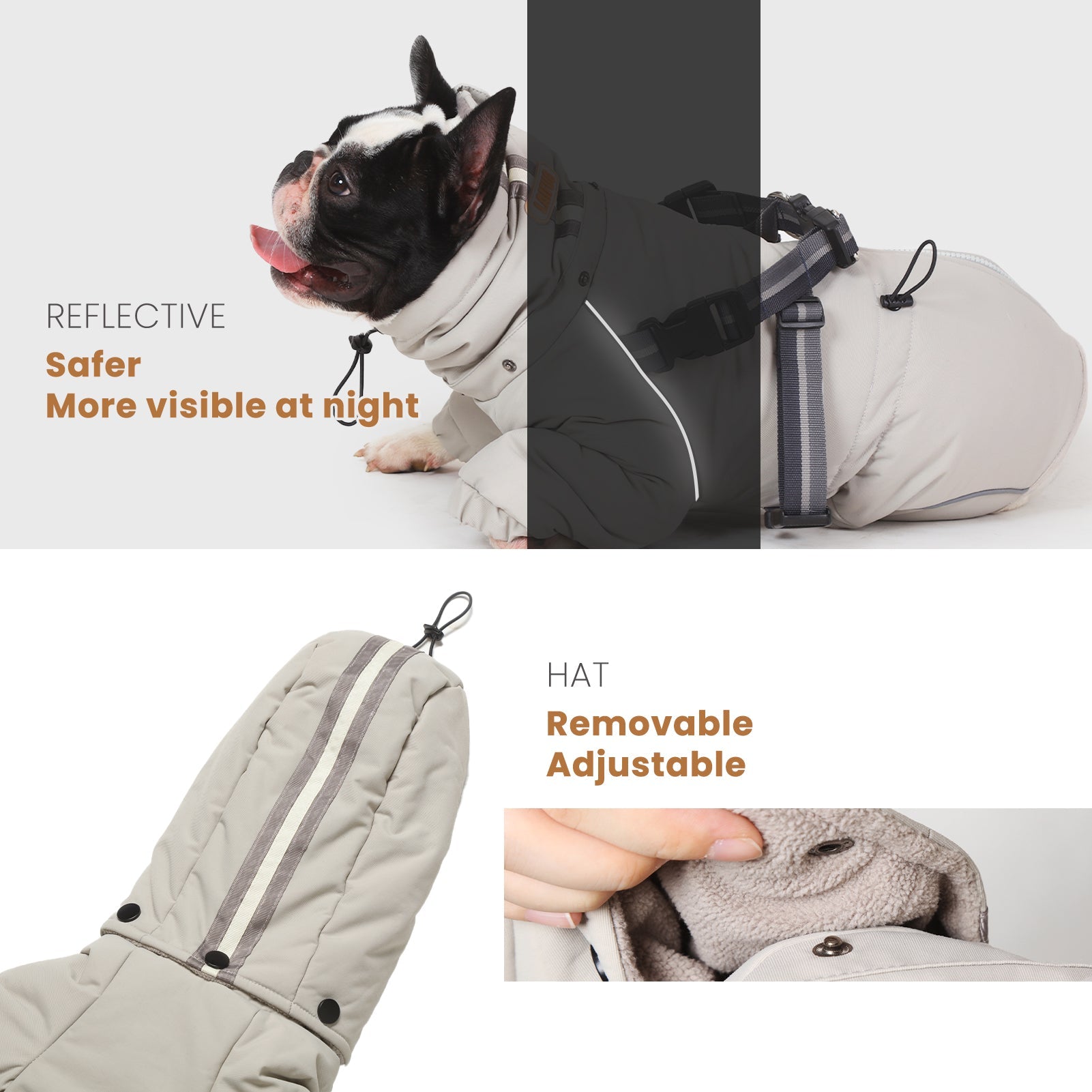 Laifug Grey hooded four Legged Onesies Dog Winter Coat-10