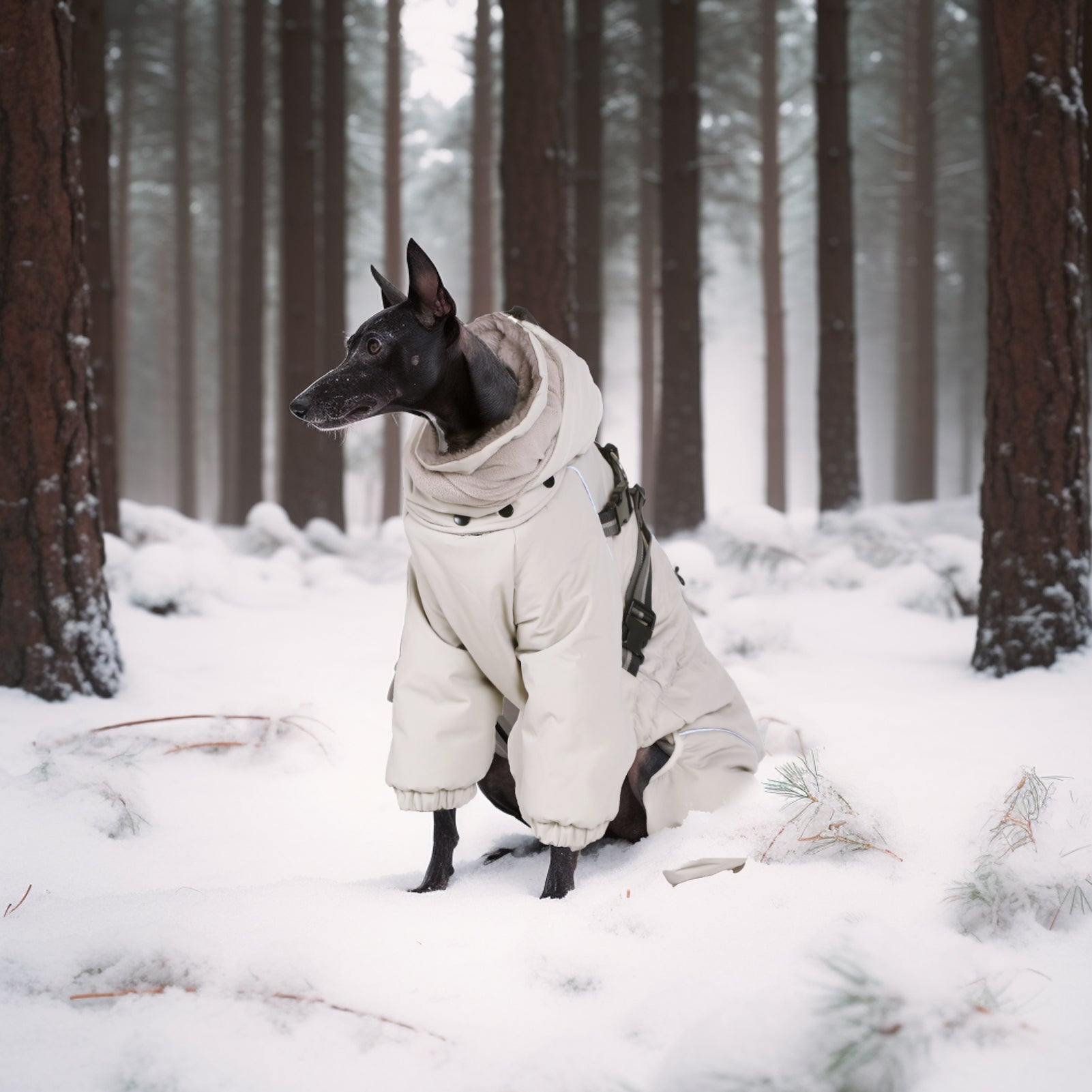 Laifug Grey hooded four Legged Onesies Dog Winter Coat-0